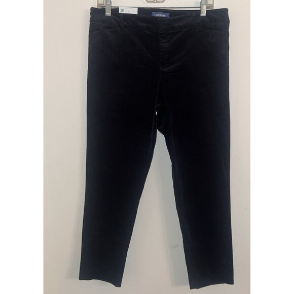 Old Navy Mid Rise Pixie Ankle Length Velvet Pants Size 10 Solid Black with Tags - Picture 1 of 9